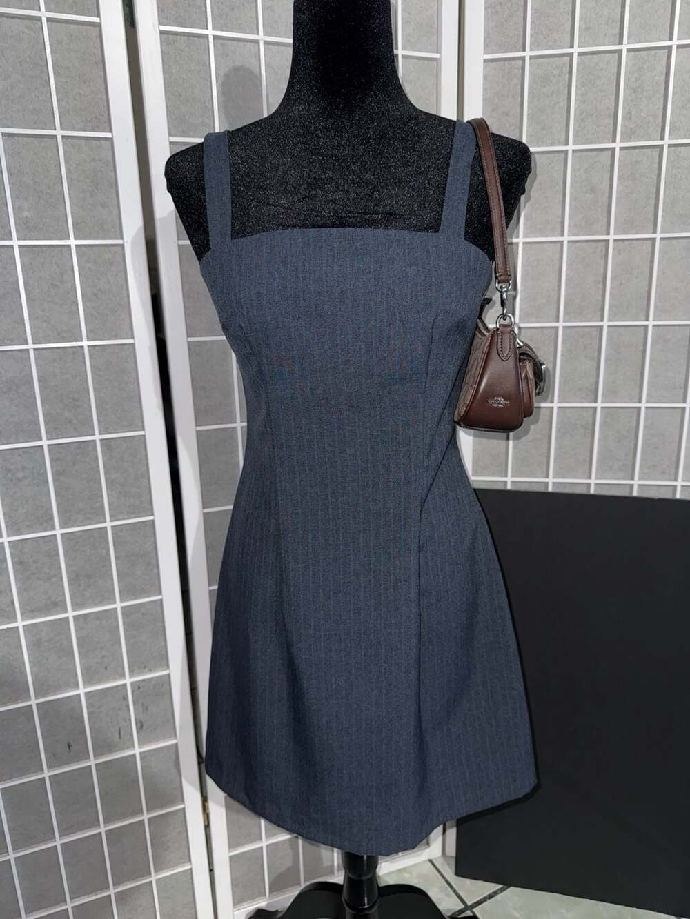 BEYOND Sleeveless Pinstripe Square Neck Mini Dress